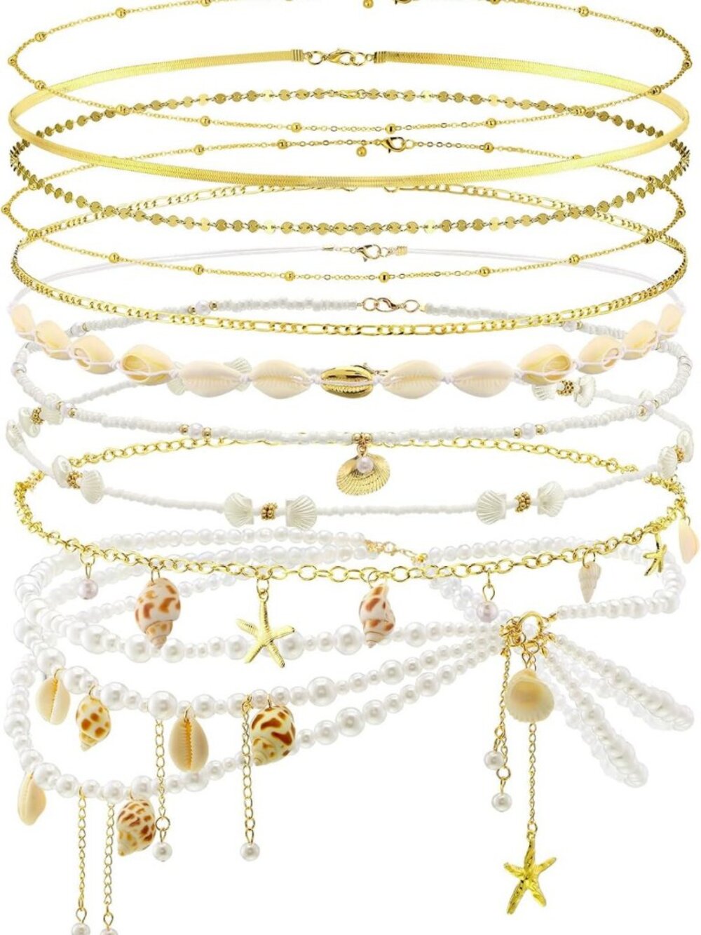 10-Piece Multilayer Belly Chain Set - Stylish Waist Jewelry Body Chains